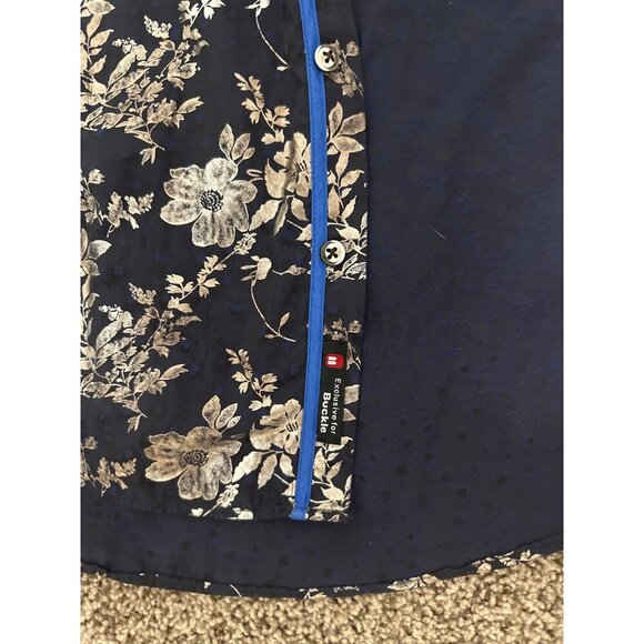 Eight X Jacquard Gold Floral Foil Button Down Shirt, Size Small - Picture 11 of 11